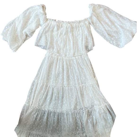 Misa Los Angeles Cassandra Tiered Maxi Dress White On or Off-Shoulder Small NWT - Picture 15 of 15